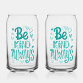 ティールブルーの"Be Kind"モチベーションメッセージ ガラス缶 (裏面)