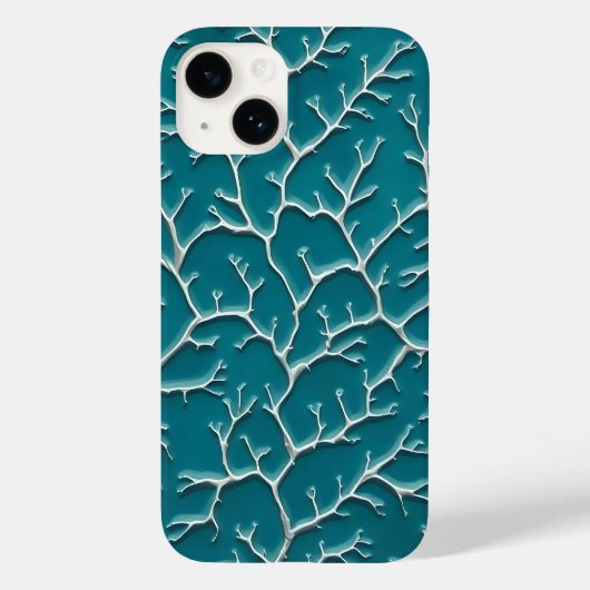 ティールブルーのiPhoneケース(葉脈テクスチャー) Case-Mate iPhoneケース (裏面)