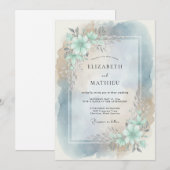 ティールブルームの結婚式 招待状 (正面/裏面)