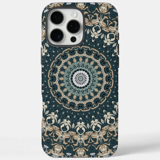 ティールベージュの曼荼羅模様デザイン Case-Mate iPhoneケース (裏面)