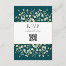 ティールユーカリQRコード結婚式RSVP エンクロージャーカード