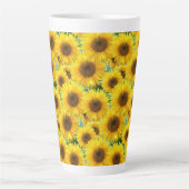 ティール地にひまわりの花 カフェラテマグ (正面)