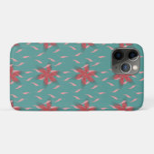 ティール地にトロピカルコーラルフラワーパターン Case-Mate iPhoneケース (裏面(横))