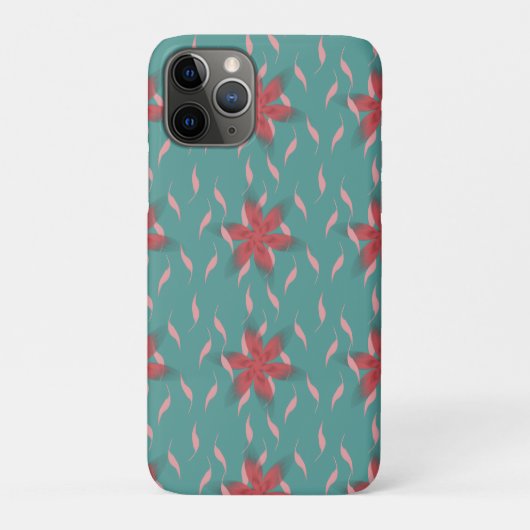 ティール地にトロピカルコーラルフラワーパターン Case-Mate iPhoneケース (裏)