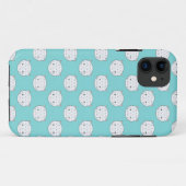 ティール地に水玉模様の白猫 Case-Mate iPhoneケース (裏面(横))