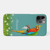 ティール地に熱帯のコンゴウインコと白い花 Case-Mate iPhoneケース (裏面(横))