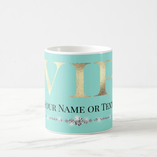 ティール地に輝くゴールドVIP コーヒーマグカップ (中央)