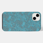 ティール色のエンボス加工 iPhoneケース (裏面横)