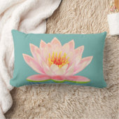ティール色のピンクのスイレン ランバークッション (ブランケット)