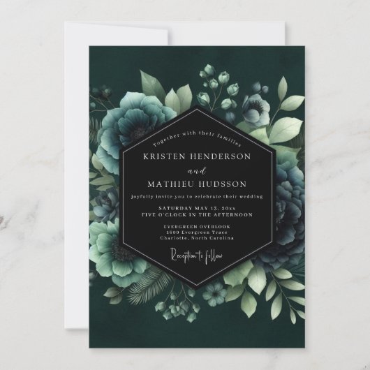 ティール色の宵の花嫁 招待状 (正面)