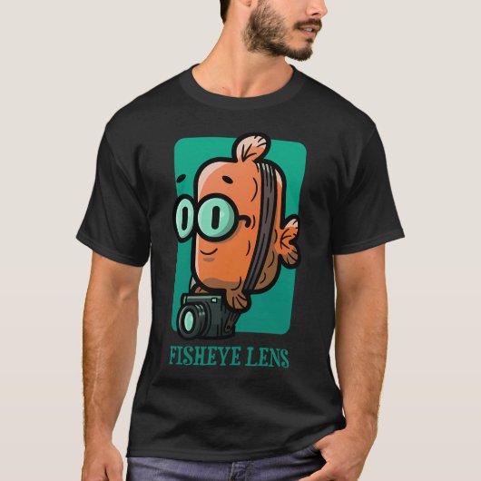 ティール色の魚眼レンズ Tシャツ (正面)