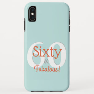 ティール+オレンジの華やか60歳の誕生日おめでとう iPhone XS MAXケース