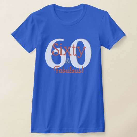 ティール+オレンジの華やか60歳の誕生日おめでとう Tシャツ (レイダウン)