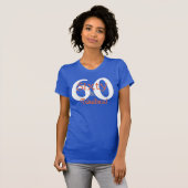 ティール+オレンジの華やか60歳の誕生日おめでとう Tシャツ (正面フル)