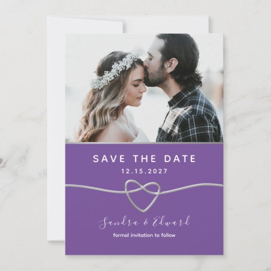ティール+パープルの結婚式 セーブザデート (正面)