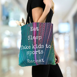 ティール ピンク Eat Sleep Take Kids To Sports Repeat 楽しい トートバッグ