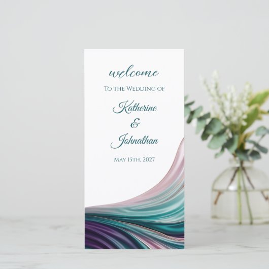 ティール&ブロッシュシルク結婚式プログラム (スタンド正面)