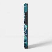 ティール+ホワイトの葉 iPhoneケース (左側面)