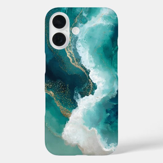 ティール・ホワイト・ゴールド大理石のiPhoneケース Case-Mate iPhoneケース (裏面)