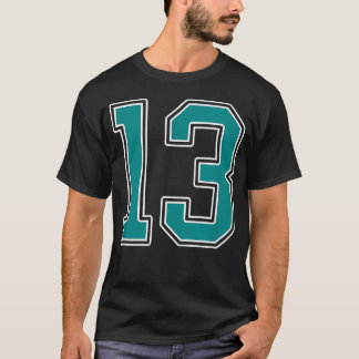 ティール&ホワイト ナンバー13 ユニフォーム プレーヤー ユニフォーム 13 Tシャツ