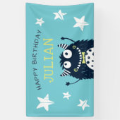 ティール |リトルモンスターバースデーパーソナライズされたタパーティー 横断幕 (縦)