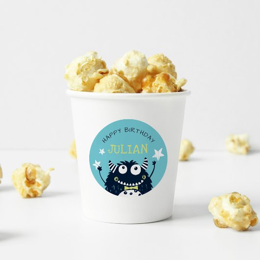 ティール |リトルモンスターパーソナライズされた子供の誕生日 ラウンドシール