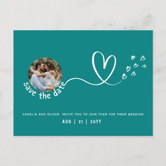 ティール 予算に関する情報写真を選択する日付を保存する ポストカード (正面)