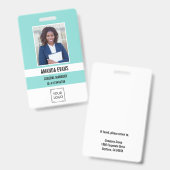 ティール |写真社員ロゴまたはQRコードセキュリティ バッジ (正面＆裏面)