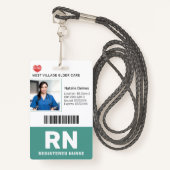 ティール |病院医療従事者写真IDバッジ バッジ (正面ランヤード)