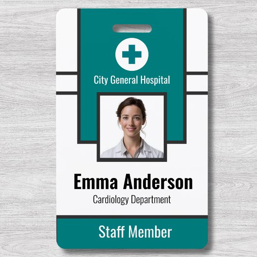 ティール | 病院従業員の写真ID -ナース医 バッジ