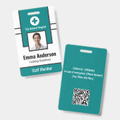 ティール | 病院従業員の写真ID -ナース医 バッジ (正面＆裏面)