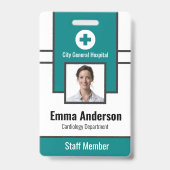 ティール | 病院従業員の写真ID -ナース医 バッジ (正面)