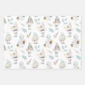 ティール |白 |クリスマス・ホリデー ラッピングペーパーシート (正面)