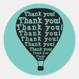 ティール(緑がかった色)ありがとうワードアートホットエアバルーン ラウンドシール