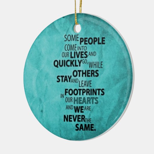 ティール（緑がかった色）いくつかの離れ人々の足跡はあなたのハートク セラミックオーナメント (左)