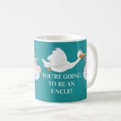 ティール（緑がかった色）おじさん妊娠アナウンスメントストークベビー コーヒーマグカップ (正面右)