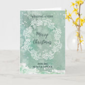 ティール（緑がかった色）おばさんとおじさんメリークリスマス カード (黄色い花)