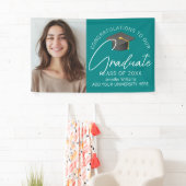 ティール（緑がかった色）おめでとうございます大学院写真卒業パーティー 横断幕 (インサイチュ)