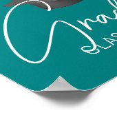 ティール(緑がかった色)おめでとうカスタム卒業パーティー ポスター (角)