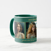 ティール(緑がかった色)おもしろいアールデコ女性写真 マグカップ (正面左)