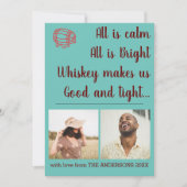 ティール(緑がかった色)おもしろいウイスキーのクリスマスフォトコラージュ シーズンカード (正面)