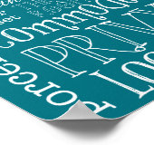 ティール（緑がかった色）おもしろいトイレ浴室標識ポスタープリント ポスター (角)