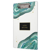 ティール(緑がかった色)およびのどの金ゴールドGeode クリップボード (左)