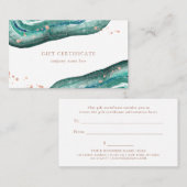 ティール(緑がかった色)およびばら色の金ゴールドのGeode |のギフト券 割引カード (正面/裏面)