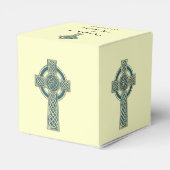 ティール(緑がかった色)およびアイボリーの結婚式の引き出物箱のケルト十字 フェイバーボックス (裏面サイド)