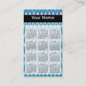 ティール(緑がかった色)およびアメジストイカットジグザグパターン 名刺 (裏面)