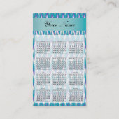 ティール（緑がかった色）およびアメジストイカットジグザグパターン 名刺 (裏面)