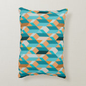 ティール(緑がかった色)およびオレンジ形パターン アクセントクッション (裏面(縦))