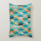 ティール(緑がかった色)およびオレンジ形パターン アクセントクッション (正面(垂直))