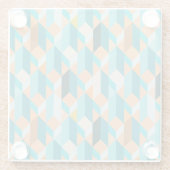 ティール(緑がかった色)およびオレンジ形パターン ガラスコースター (裏面)